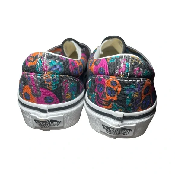 Vans Classic Slip On Trippy Skulls Drip Black Size 6 Women's Punk Goth Grunge - Picture 5 of 8
